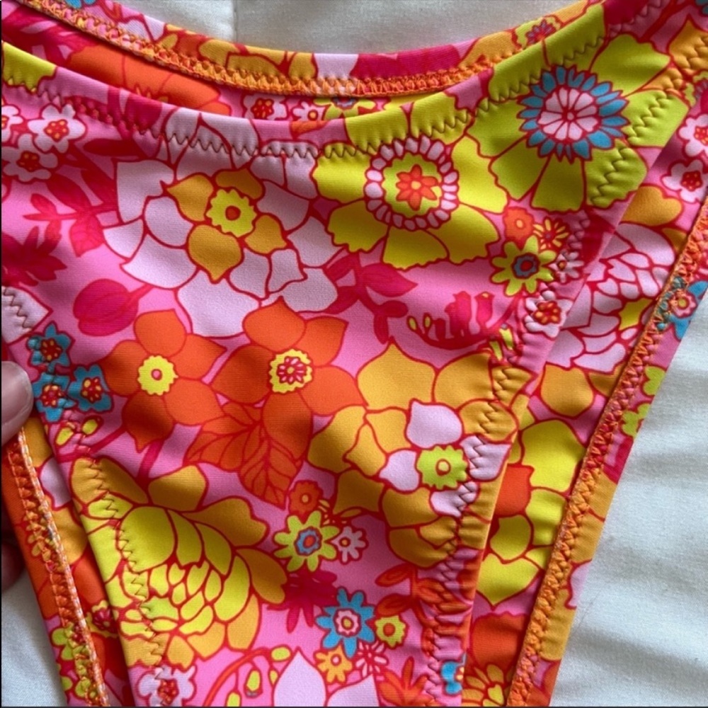 Kulani Kinis Pink and Orange Floral Triangle Bikini - Picture 4 of 4